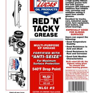 10 יחידות גריז אדום מקצועי לוקאס LUCAS RED "N" TACKY