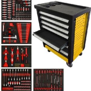 עגלת כלים 7 מגירות מזוודת 253 כלים ROHER TOOLS
