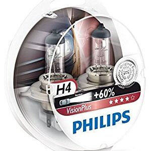סט נורות לרכב H4 עם עוצמה  60%+ פיליפס PHILIPS VisionPlus12V