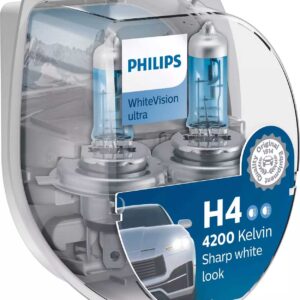 סט נורות לרכב  PHILIPS WHITE VISION ULTRA H4