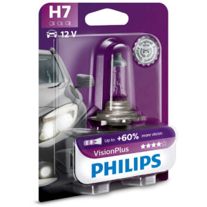 נורה 12V 55W +60% VisionPlus H7 - בליסטר נורה אחת PHILIPS