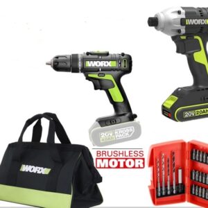 קיט מברגות בראשלס 20V + סט ביטים ותיק WORKS