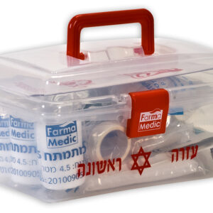 ערכת עזרה ראשונה לרכב ולבית בקופסת פלסטיק FARMA MEDIC