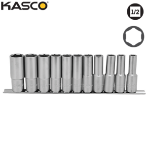 סט 11 בוקסות עמוקות 6 פינות פס מתכת הינע “1/2 מ“מ  KASCO