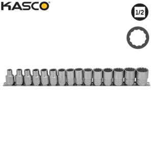 סט 15 בוקסות 12 פינות פס מתכת הינע “1/2 מ“מ KASCO