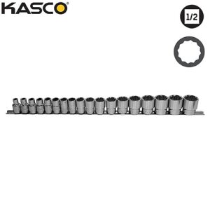סט 18 בוקסות 12 פינות פס מתכת הינע “1/2 אינצ‘  KASCO