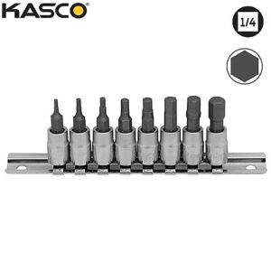 סט 8 בוקסות אלן פס מתכת הינע “1/4 מ“מ KASCO