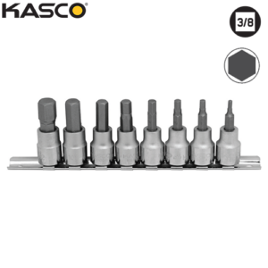 סט 8 בוקסות אלן פס מתכת הינע “3/8 מ“מ  KASCO