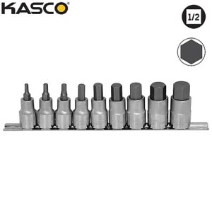 סט 9 בוקסות אלן פס מתכת הינע “1/2 מ“מ KASCO