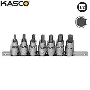 סט 7 בוקסות אלן פס מתכת הינע “1/2 מ“מ KASCO