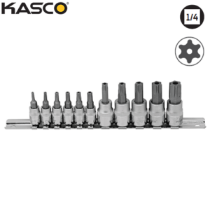 סט 11 בוקסות TORX + חור פס מתכת הינע “+1/4“3/8  KASCO