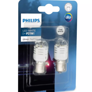 זוג נורות לד מגע אחד עם בסיס לבן PHILIPS LED-RED P21W 6000K