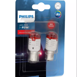 זוג נורות לד מגע אחד עם בסיס אדום PHILIPS LED-RED P21W
