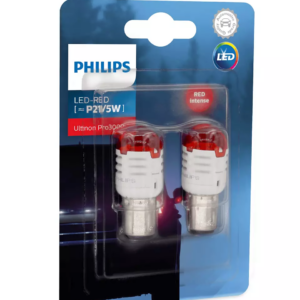 זוג נורות לד 2 מגעים עם בסיס אדום PHILIPS LED-RED