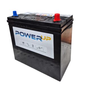 מצבר POWER UP עם 12 חודשי אחריות 45 אמפר פלוס ימין קטבים דקים (ללא הרכבה)