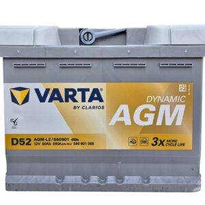 מצבר VARTA עם 24 חודשי אחריות 60 אמפר START STOP AGM D52 (ללא הרכבה)